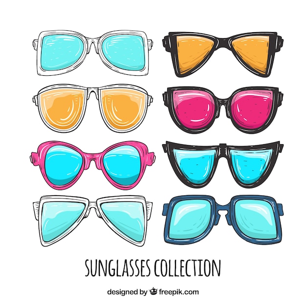 Free vector colorful and modern sunglasses collection