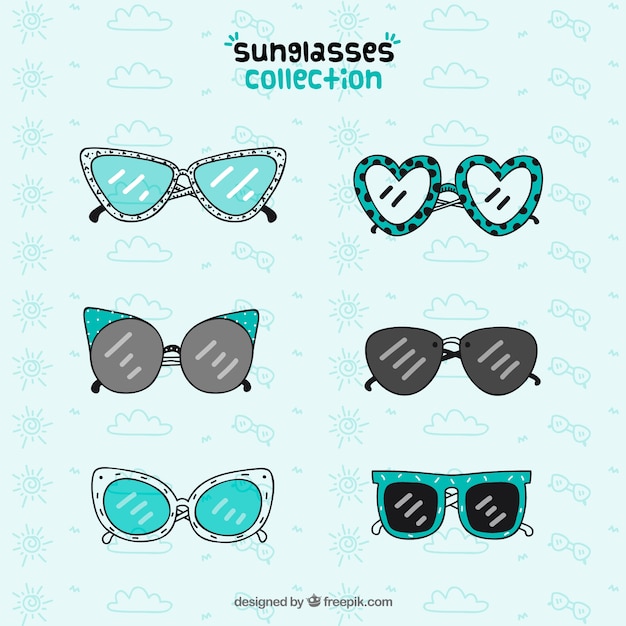 Free vector colorful and modern sunglasses collection