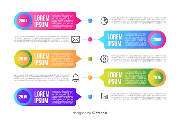 Modello di infografica colorata moderna timeline