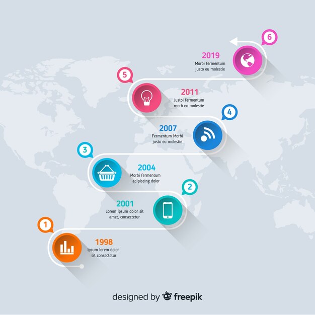 カラフルなモダンなタイムラインインフォグラフィックテンプレート