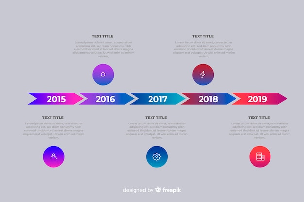 Modello di infografica colorata moderna timeline