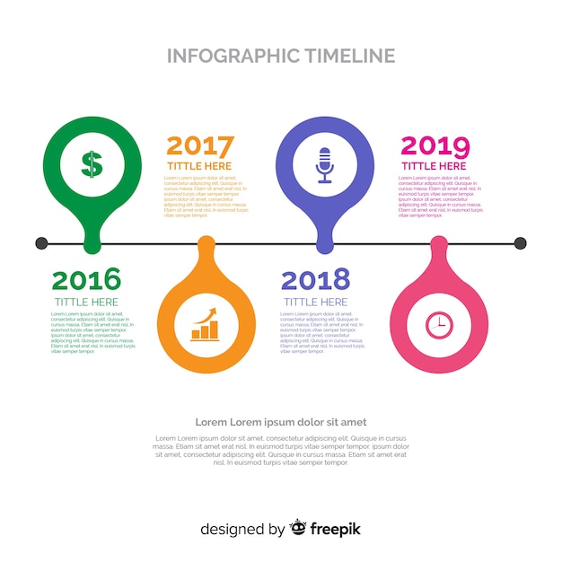 Modello di infografica colorata moderna timeline