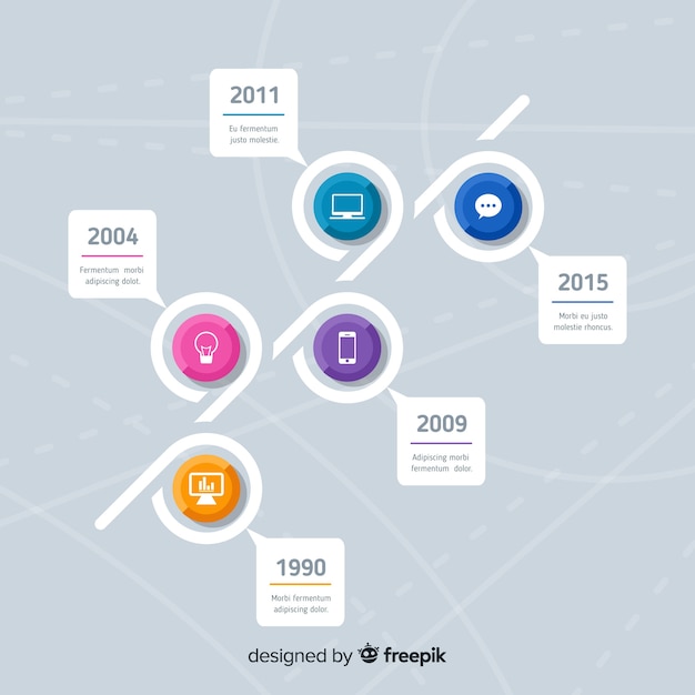 화려한 현대 타임 라인 infographic 템플릿