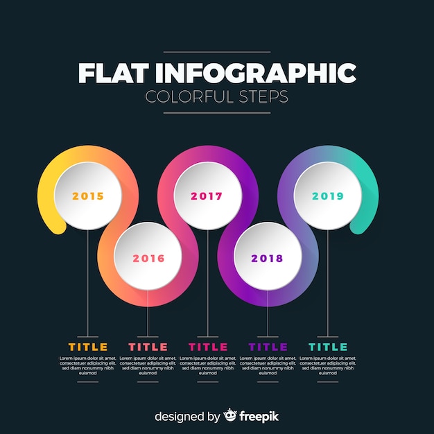 무료 벡터 화려한 현대 타임 라인 infographic 템플릿