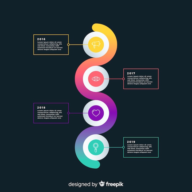 Modello di infografica colorata moderna timeline