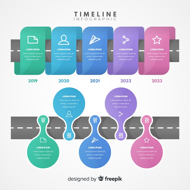 화려한 현대 타임 라인 infographic 템플릿