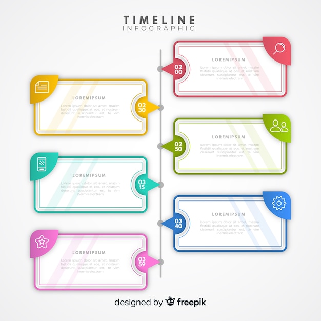 Modello di infografica colorata moderna timeline