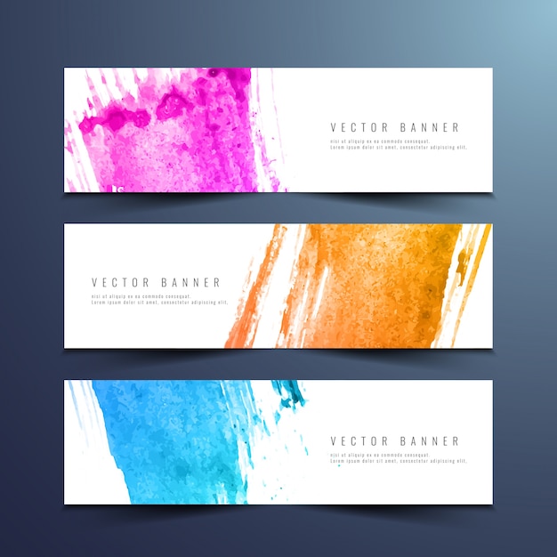 Free vector colorful modern watercolor banners