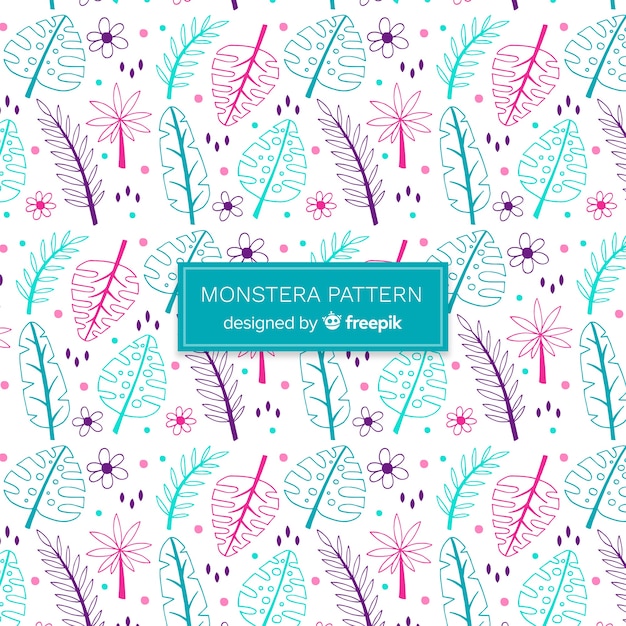 Colorful monstera background