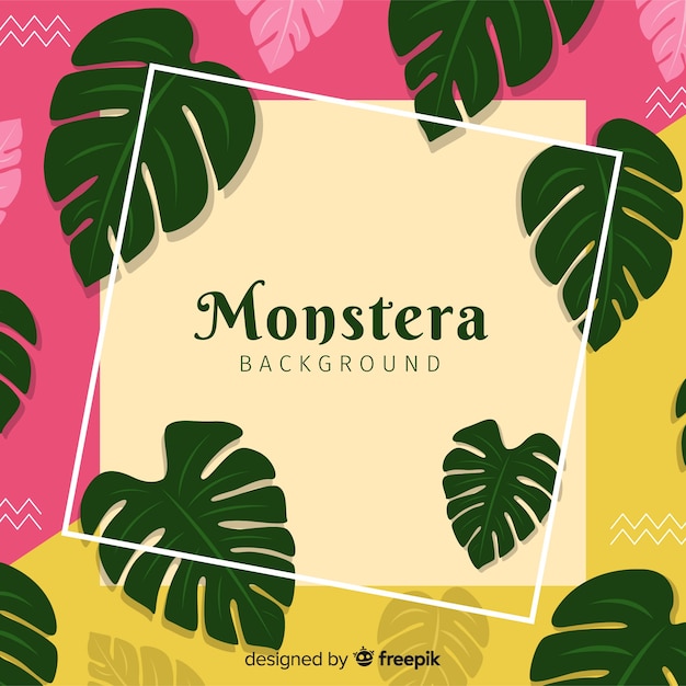 Free vector colorful monstera leaves background