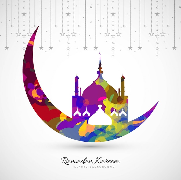Free vector colorful moon ramadan kareem illustration