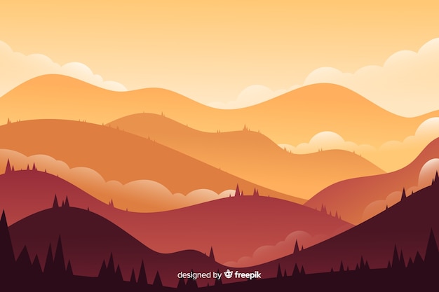 Free vector colorful mountains landscape background