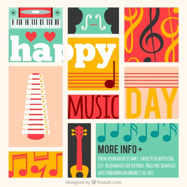 Colorful music day card