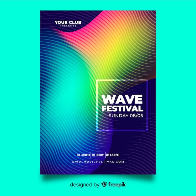 Free vector colorful music festival poster template