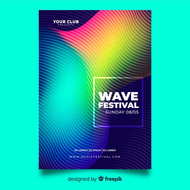 Colorful music festival poster template