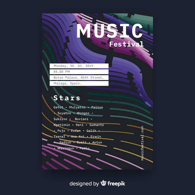 Free vector colorful music festival poster template