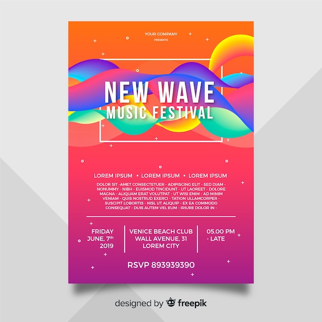 Colorful music festival poster template