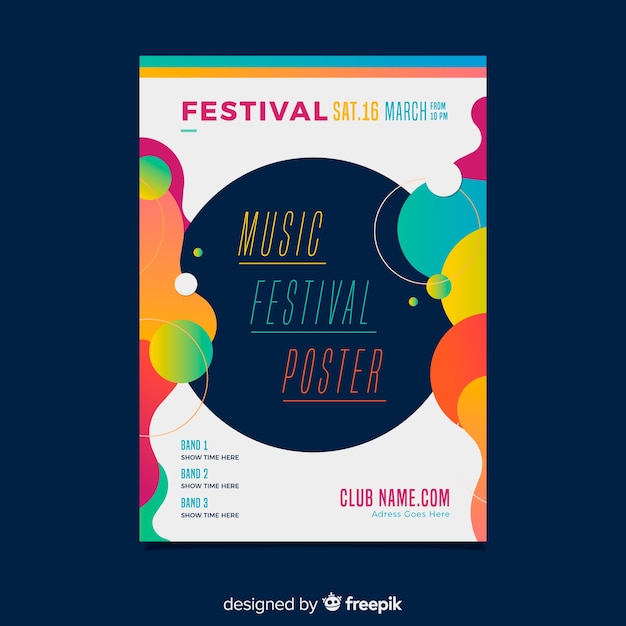 Free vector colorful music festival poster template