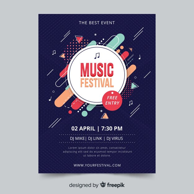 Colorful music festival poster template