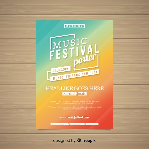 Free vector colorful music festival poster template