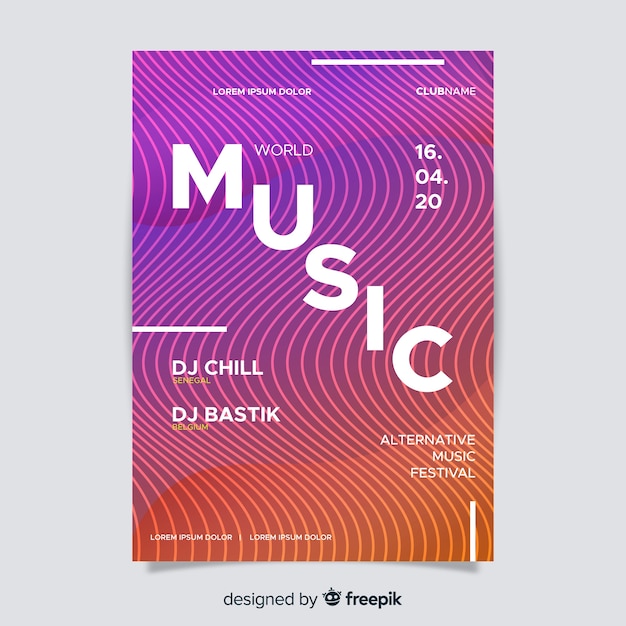 Colorful music festival poster template