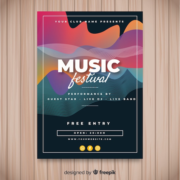 Colorful music festival poster template