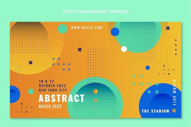 Free vector colorful music festival twitch background