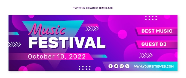 Free vector colorful music festival twitter header