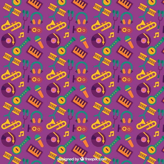 Colorful music instruments background