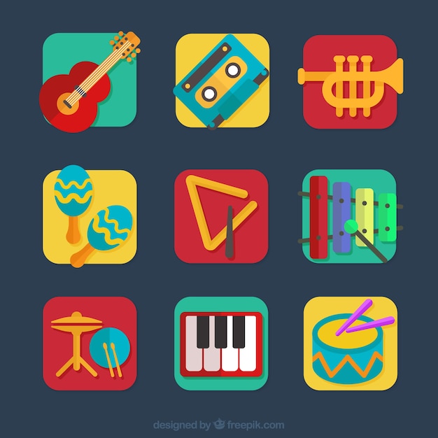 Free vector colorful music instruments