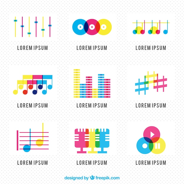 Free vector colorful music logos