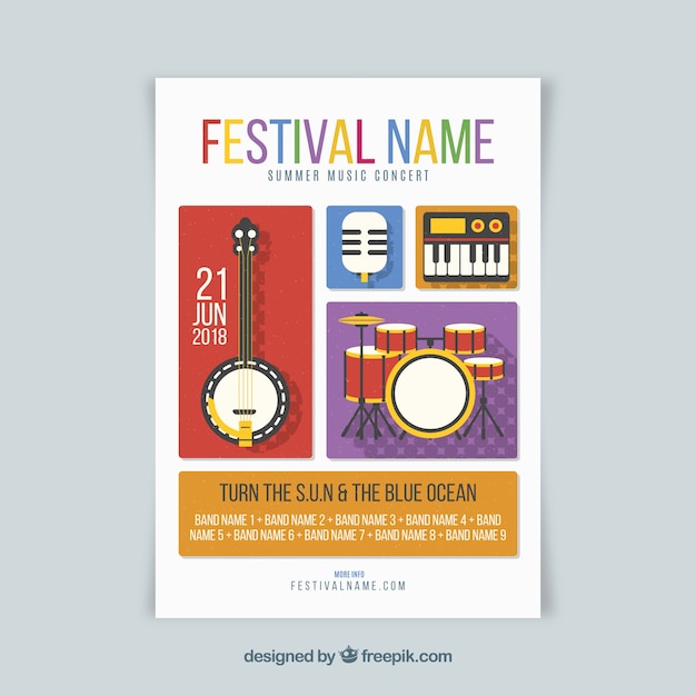 Free vector colorful music party flyer