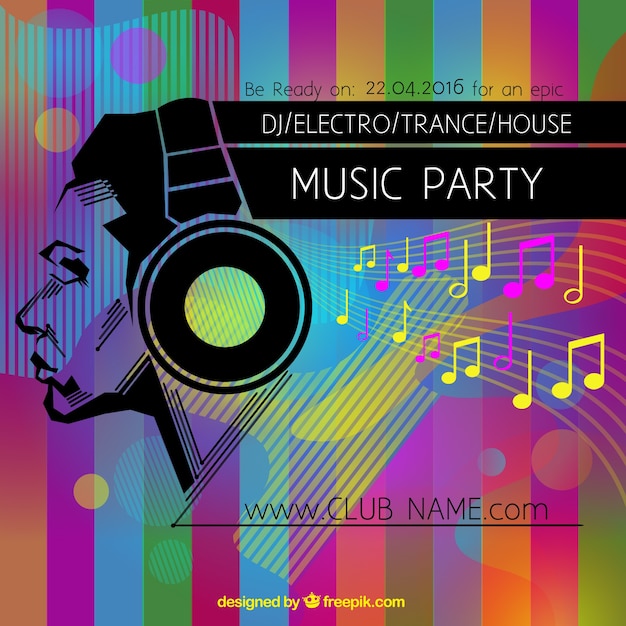 Free vector colorful music party poster