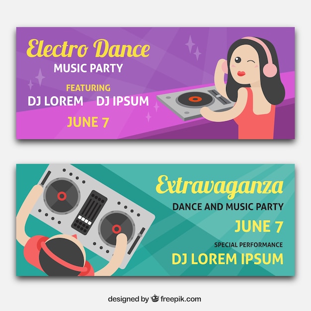 Colorful musical party banners