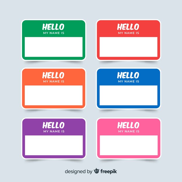 Colorful name tag template collection