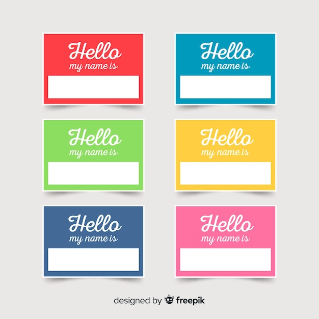 Free vector colorful name tag template collection
