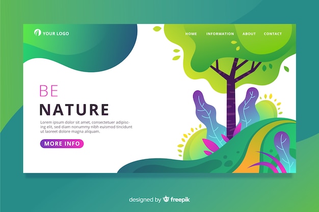 Free vector colorful nature landing page