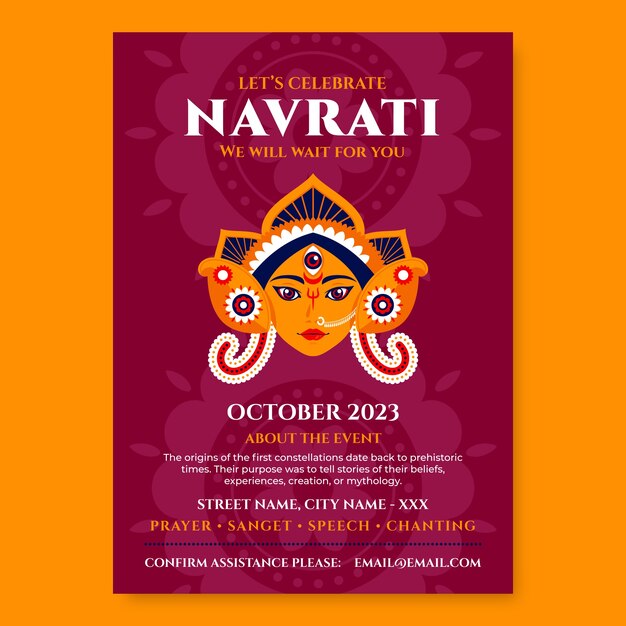 Free vector colorful navrati invitation