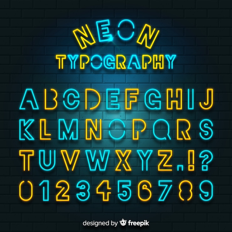 무료 Vector 화려한 네온 알파벳