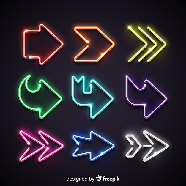 Colorful neon arrow collection 