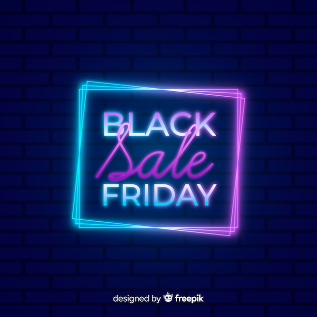 Free vector colorful neon black friday sale