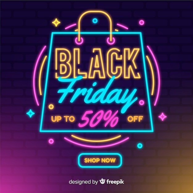 Colorful neon black friday