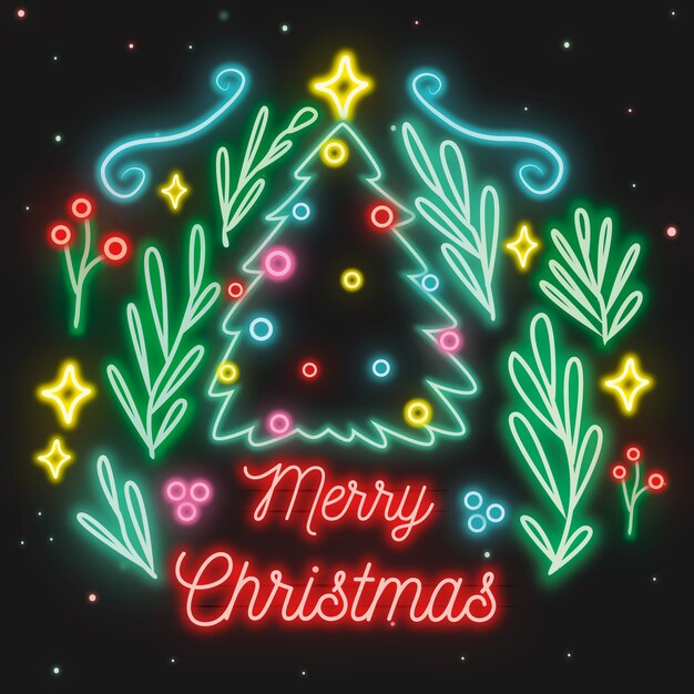 colorful neon christmas tree