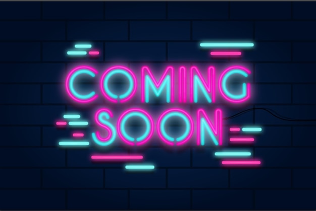 Free vector colorful neon coming soon wallpaper