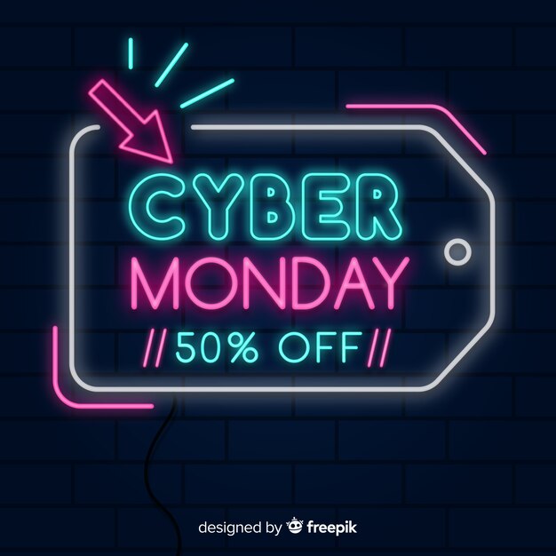 Colorful neon cyber monday