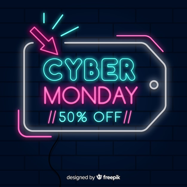 Colorful neon cyber monday