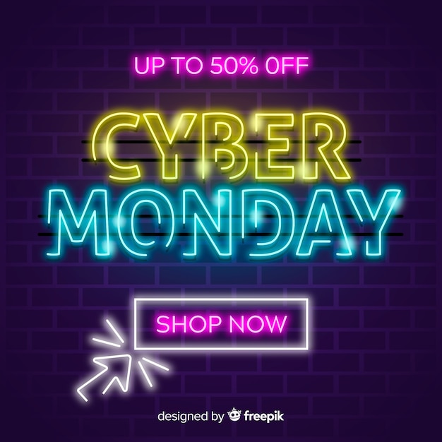 Colorful neon cyber monday