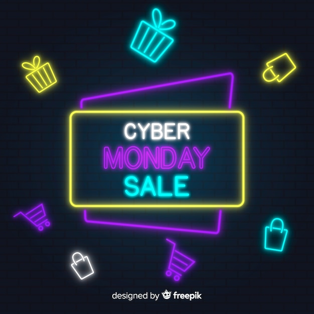 Colorful neon cyber monday