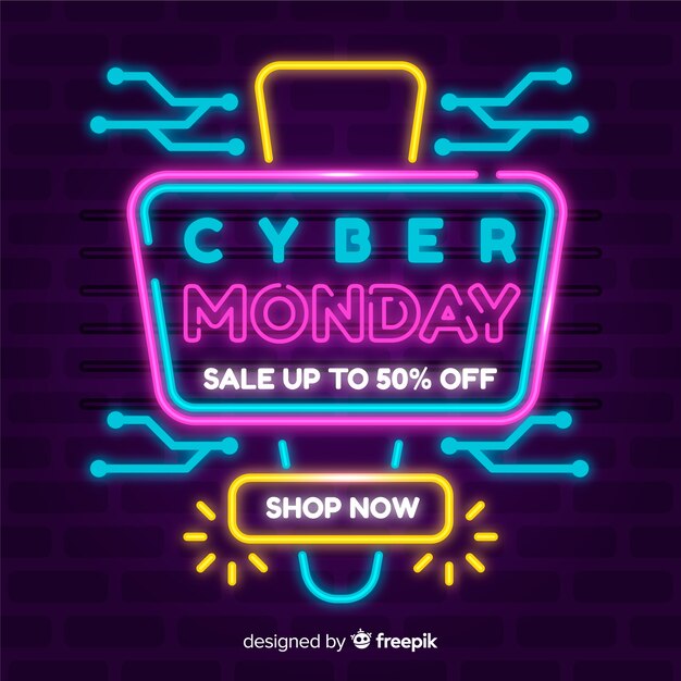 Colorful neon cyber monday