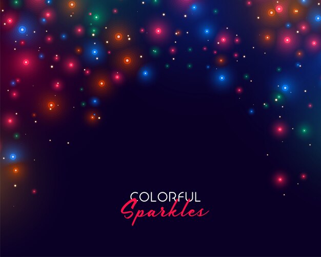 Colorful neon sparkles on dark background